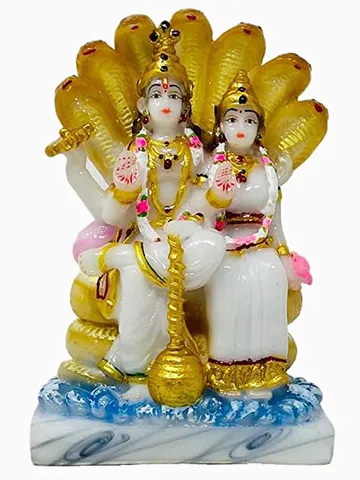 Showpiece Marble Dust Laxmi Vishnu God Idol Statue - 2.5*3.5*5.5 Inch (MB0140)