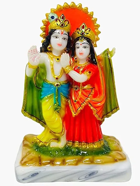 Showpiece Marble Dust Radha Krishna God Idol Statue - 3*5*7 Inch (MB0147)