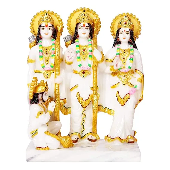Showpiece Ram Darbar Multicolored Marble God Idol Statue - 4.7*8*11 Inch (MB0154)