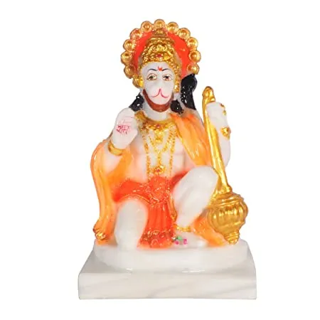 Showpiece Marble Dust Lord Mahavir Hanuman/Bajrangbali God Idol Statue - 2*2*3 Inch (MB0156)
