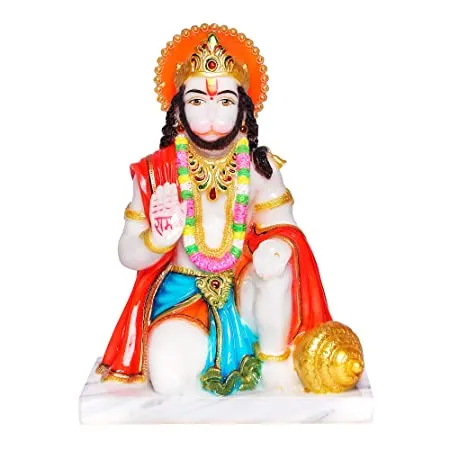Showpiece Marble Dust Hanuman Aashirwad God Idol Statue - 4.5*8*11 Inch (MB0157)