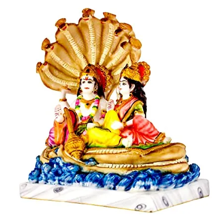 Showpiece Marble Vishnu Laxmi God Idol Statue - 8*8*7 Inch (MB0160)