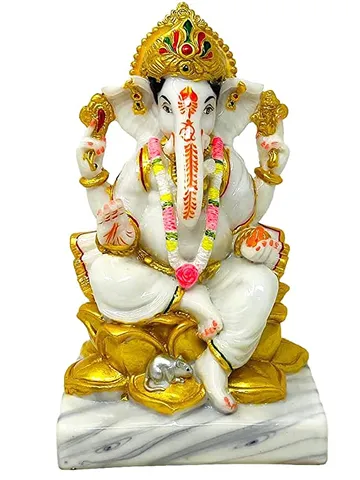 Showpiece Marble Dust Lord Ganesha | Ganpati | Vinayak God Idol Statue - 5*5.5*9 Inch (MB0165)