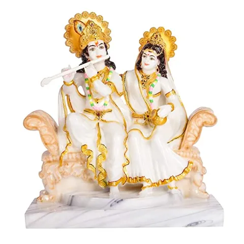 Showpiece Marble Dust Radha Krishna God Idol Statue - 6*12.5*14 Inch (MB0170)