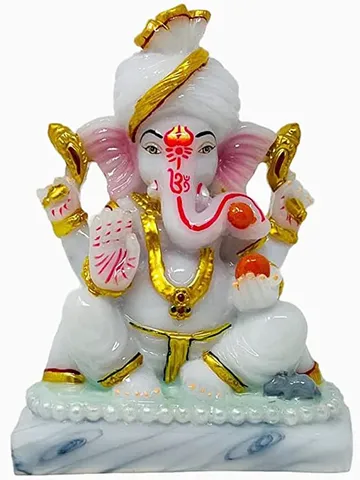 Showpiece Marble Dust Ganesha God Idol Statue - 5.5*2.3*5.5 Inch (MB0173)