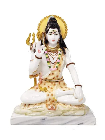 Showpiece Marble Dust Shiva God Idol Statue - 7.9*7.9*10.6 Inch (MB0175)