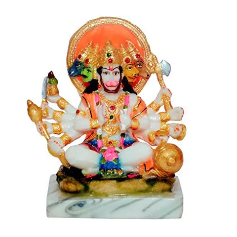 Showpiece Hanuman PanchMukhi Marble Dust God Idol Statue - 2*4*5.5 Inch (MB0176)