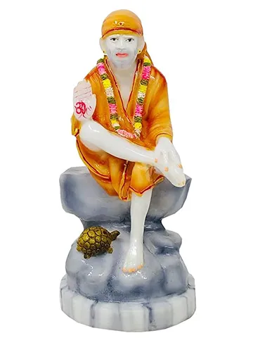 Showpiece Marble Dust Sai Baba God Idol Statue - 3.7*3.7*8.2 Inch (MB0179)