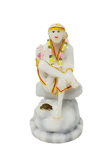 Showpiece Marble Dust Sai Baba God Idol Statue - 2.6*2.6*5.5 Inch (MB0180)