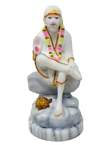 Showpiece Marble Dust Sai Baba God Idol Statue - 4*4*8 Inch (MB0183)