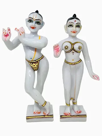 Showpiece Composite Marble Iskon Radha Krishna God Idol Statue - 4.5*3*11.5 Inch (MB0184)
