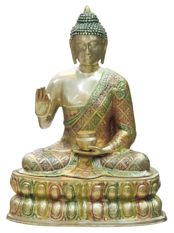 Brass Showpiece Buddha Statue - 22*14*29 Inch (BS660 F)