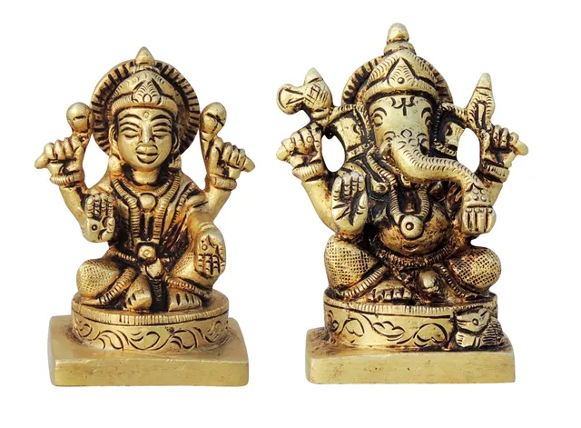 Brass Showpiece Laxmi Ganesh Statue- 2*1.5*3 Inch (BS1453)