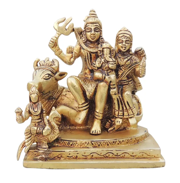 Brass Showpiece Shiv Parivar Idol Statue  - 5.2*3.5*6  inch (BS1525 E)