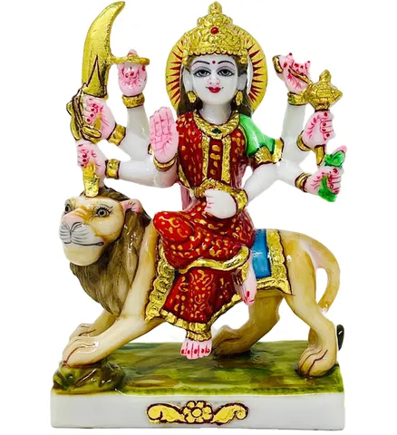 Marble Dust Showpiece Durga Ji God Idol Statue - 3.5*5.5*6.5 Inch (MB0185)