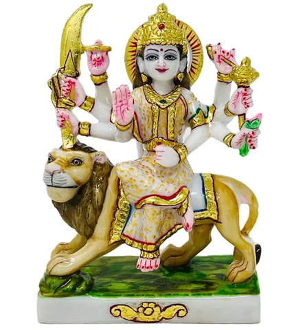 Marble Dust Showpiece Durga Ji God Idol Statue - 3.5*5.5*6.5 Inch (MB0186)