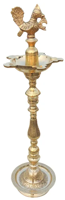 Brass Table Decor Mahabharat Oil Lamp, Deepak - 7.5*7.5*28.5 Inch (F686 F)
