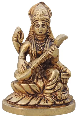Brass Showpiece Saraswati Ji God Idol Statue  - 3*1.5*4 inch (BS1526 C)