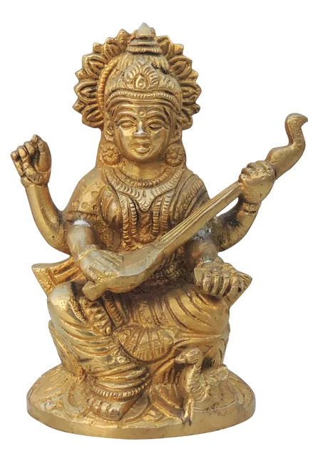 Brass Showpiece Saraswati Ji God Idol Statue  -3.5*2.2*5 inch (BS1114 S)
