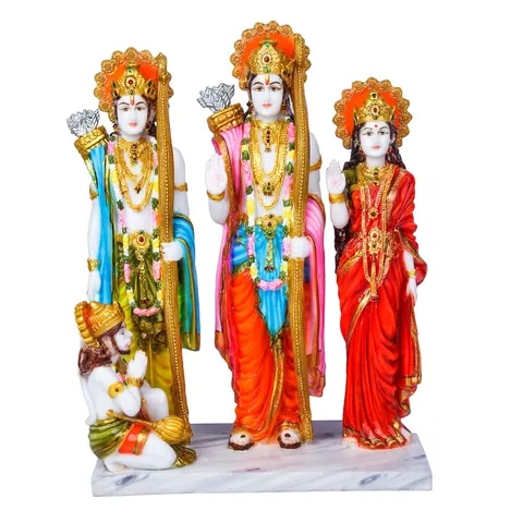 Marble Dust Lord Ram Darbar God Statue Idol - 5.5*11.8*15.7 Inches (MB0196)