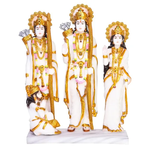 Marble Dust Lord Ram Darbar God Statue Idol - 7*18*13 Inches (MB0198)