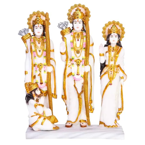 Marble Dust Lord Ram Darbar God Statue Idol - 5.5*11.8*15.7 Inches (MB0199)