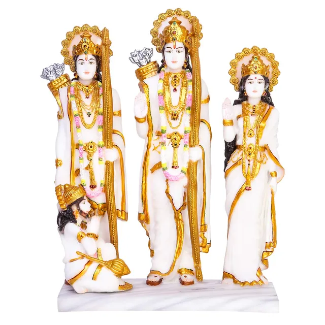 Marble Dust Lord Ram Darbar God Statue Idol - 5.5*11.8*15.7 Inches (MB0199)