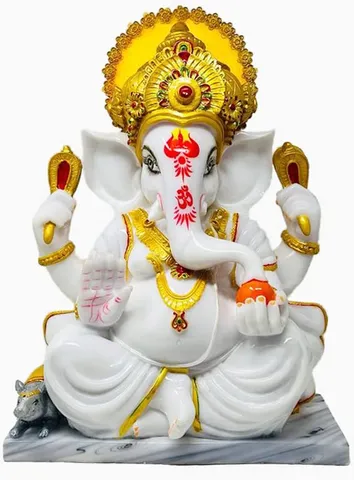 Marble Dust Ganesha StatueGod statue Idol - 17.3*12.2*17.3 Inches (MB0200)
