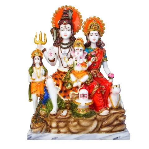 Marble Dust Lord Shiv Parivar God statue idol - 15*12*15 Inches (MB0202)