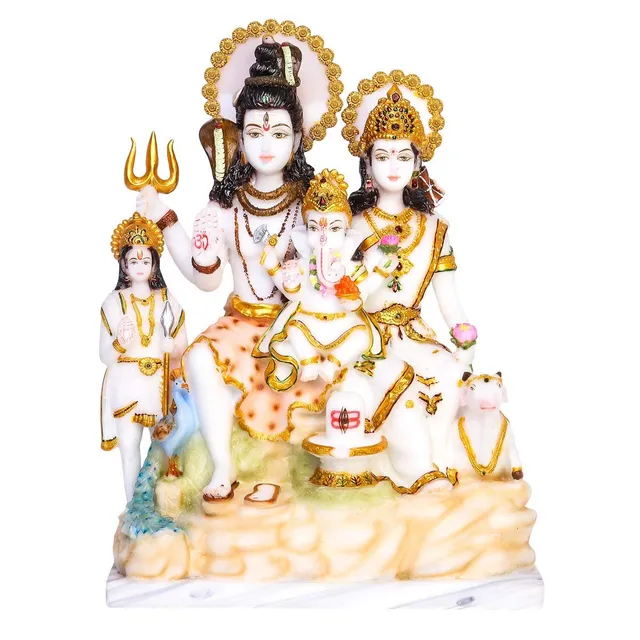 Marble Dust Lord Shiv Parivar God statue idol - 15*12*15 Inches (MB0203)
