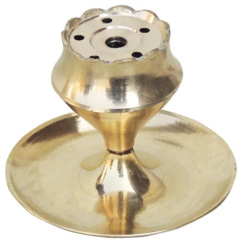 Brass God Temple Agardan, Agarbatti Stand Plate  - 2.3*2.3*1.7 inch (F637 A) (MOQ : 6 Pcs)