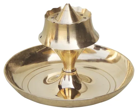 Brass God Temple Agardan, Agarbatti Stand Plate - 4.3*4.3*3 inch (F637 C) (MOQ : 6 Pcs)