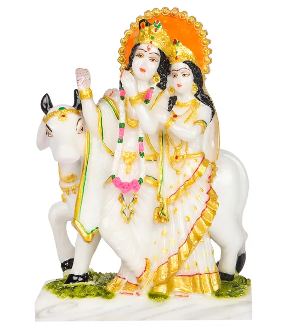 Marble Dust Radha Krishna Idol Statue - 4*6.5*8 Inch (MB0225)