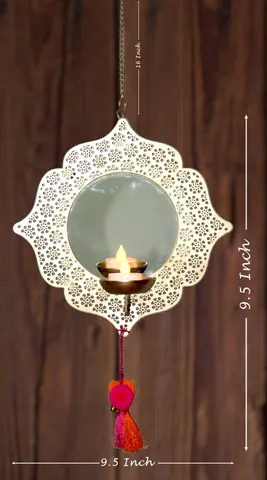 Iron Wall Hanging Candle Holder With Mirror - 9.5*4*9.5 Inch (I148 A)