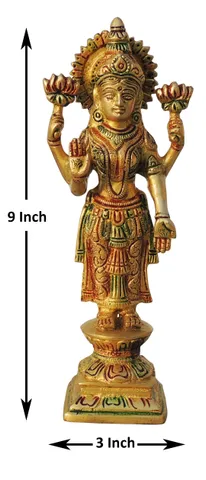 Brass Showpiece Laxmi Colour God Idol Statue - 3*2.2*9 Inch (BS1575 L )