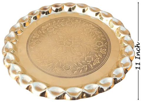 Brass Plate With Flower Design - 11*11*0.5 Inch (Z587 D)
