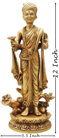 Brass Showpiece Swami Narayan God Idol Statue - 5.5*3*12 Inch (BS1582 D)