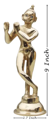 Brass Showpiece Krishna Thakur Ji Jugal Jodi Statue - 2.7*2.7*9 Inch (BS1583 K)