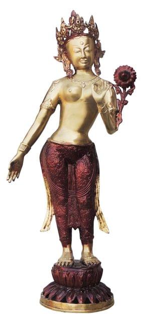 Brass Showpiece Tara Devi Statue - 13*7.5*31 Inch (BS868 A)