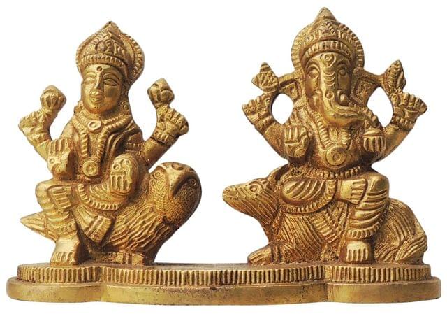 Brass Showpiece Laxmi Ganesh Statue  - 4*3*5 Inch (BS1310 C)