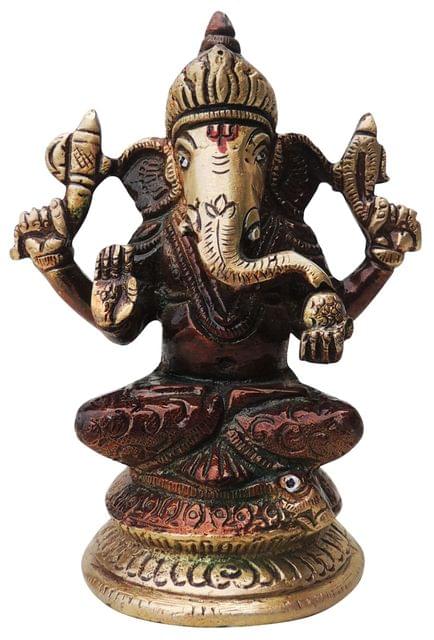 Brass Showpiece Ganesh Ji Statue  - 3.5*2.2*4.3 Inch (BS1287 G)