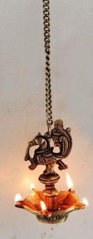 Brass Showpiece Murga Deepak With Chain Statue - 3*3*18.5 Inch (BS900 B)