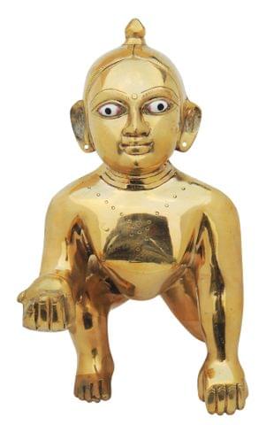 Brass Showpiece Laddu Gopal Statue - 7.5*5.5*11 Inch (BS871 Y)