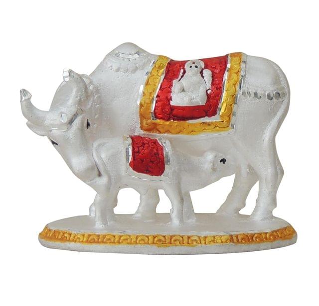 Pure Silver Cow with Calf Statue - Chandi ka Gaye Bachda - 999 Hallmarked  Silver Statue- 2.2*1.5*1.6 Inch, 36.1 gm (SL004 B)