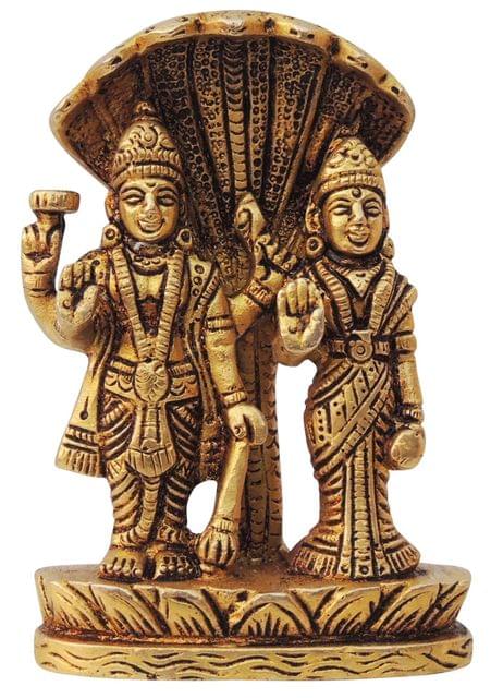 Brass Showpiece Vishnu Laxmi Ji God Idol Statue - 2.6*1*4 Inch (BS1392 D)