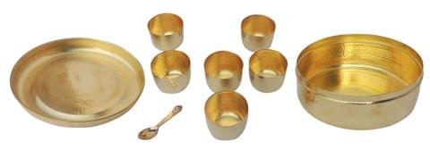 Handcrafted Brass Spice Box Masala Box Set With Spoon [8.5 inch, 7 Containers, 150 ML] (Z467 P)