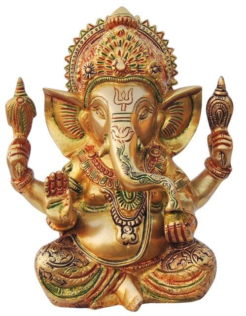 Brass Showpiece Ganesh Ji Statue - 7*4*8.5 Inch (BS668 Y)