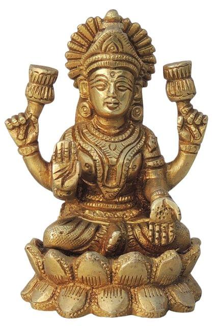 Brass Showpiece Laxmi Ji God Idol Statue - 3*2*4 Inch (BS1426 L)