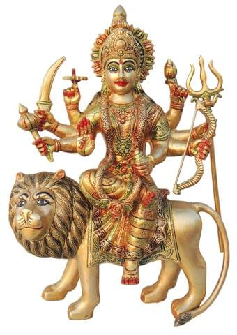 Brass Showpiece Durga Ji God Idol Statue - 13*4.5*18 Inch (BS937 G)