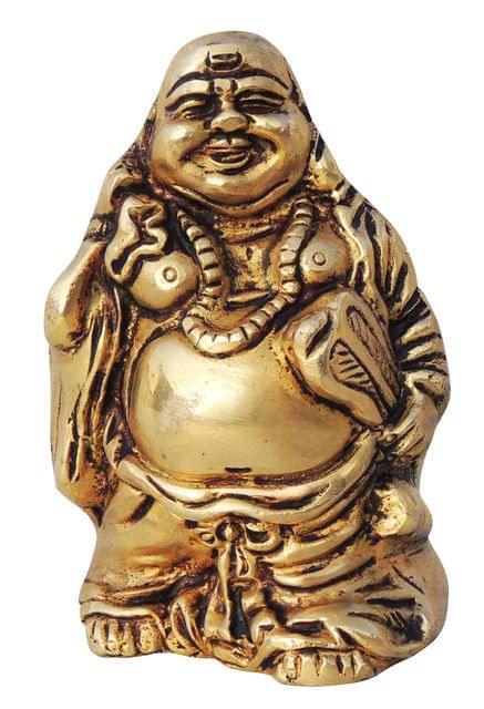 Brass Showpiece Laughing Buddha God Idol Statue - 3*2.5*4.2 Inch (BS1460 F)